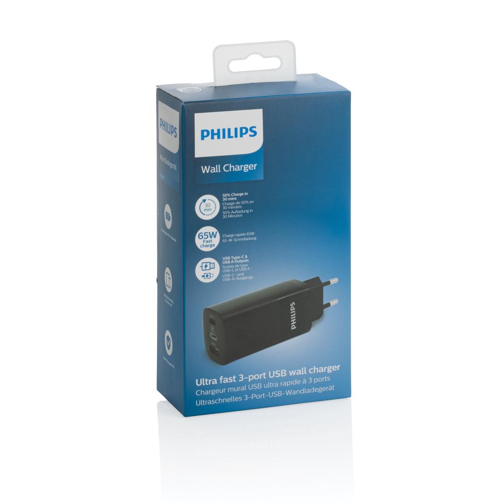 Bild på USB-väggadapter Philips 65W 3-port 