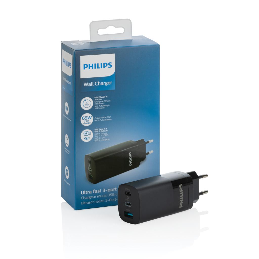 Bild på USB-väggadapter Philips 65W 3-port 